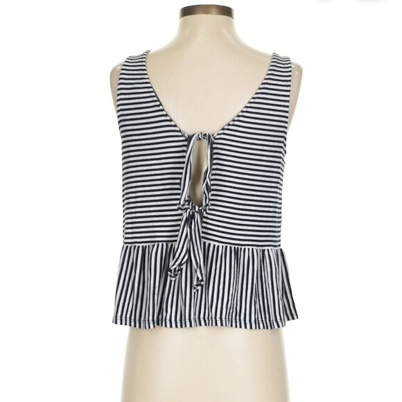 XS Anthropologie sunday in brooklyn tank top black and white stripe peplum - Picture 3 of 3